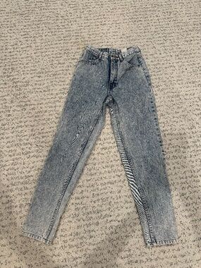 Vintage 80s Jordache Basics Acid Wash High Rise Bow Ankle Zip Jeans Size 24